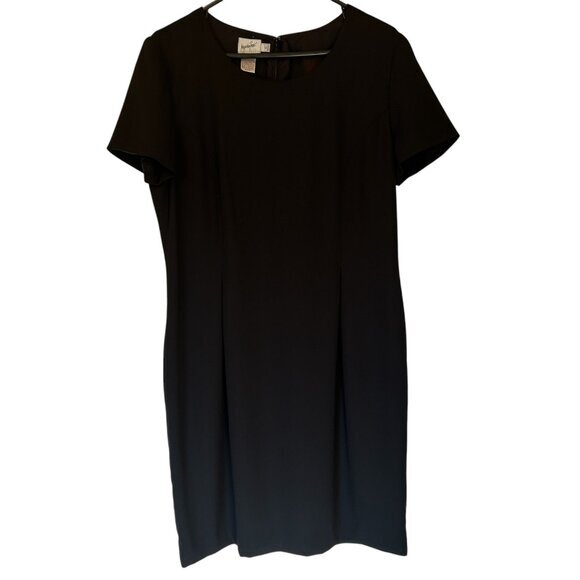 VINTAGE Jacqueline Ferrar short-sleeved black midi dress sz M - Picture 1 of 8